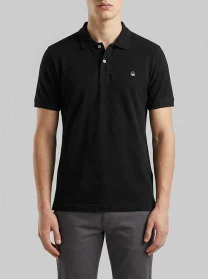 Benetton Black Men Slim Fit Polo SKU: 3WG9U301Z_100 Image 00