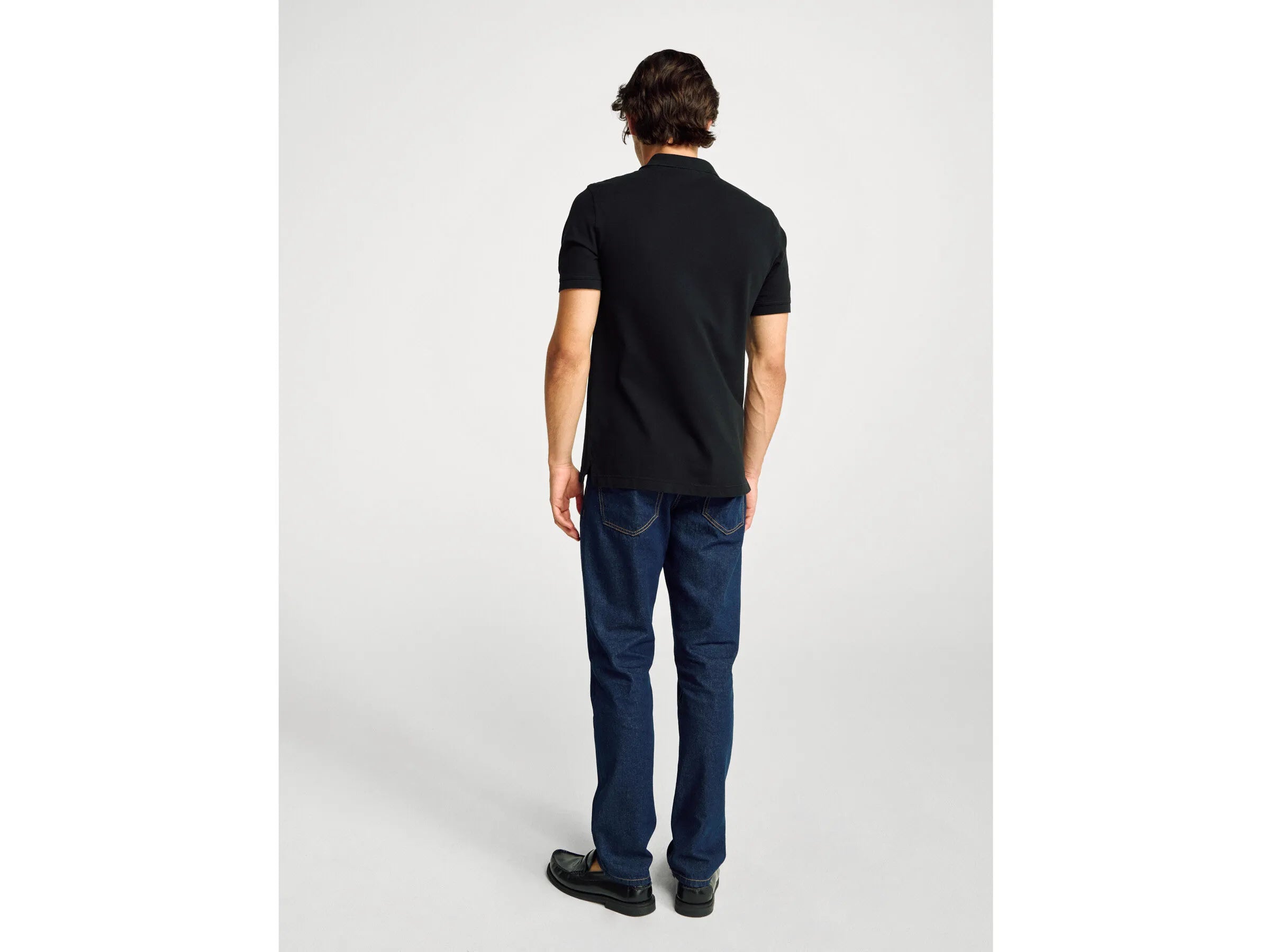 Benetton Black Men Slim Fit Polo SKU: 3WG9U301Z_100 Image 02