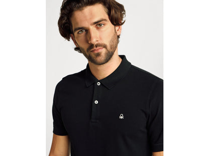 Benetton Black Men Slim Fit Polo SKU: 3WG9U301Z_100 Image 03