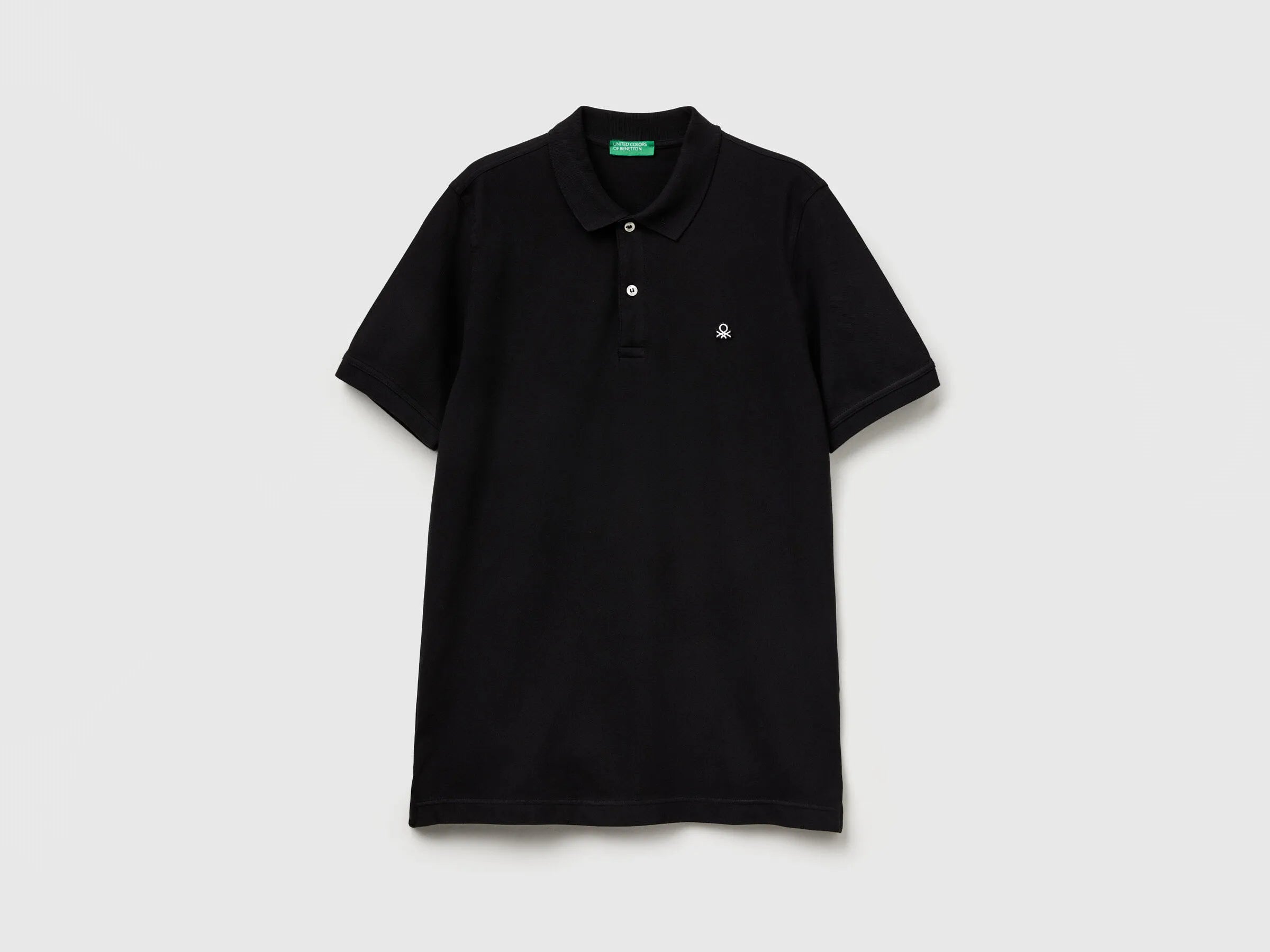 Benetton Black Men Slim Fit Polo SKU: 3WG9U301Z_100 Image 04