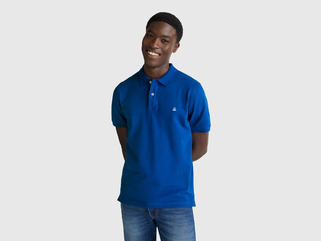 Benetton Bright Blue Men Slim Fit Polo SKU: 3WG9U301Z_19R Image 01