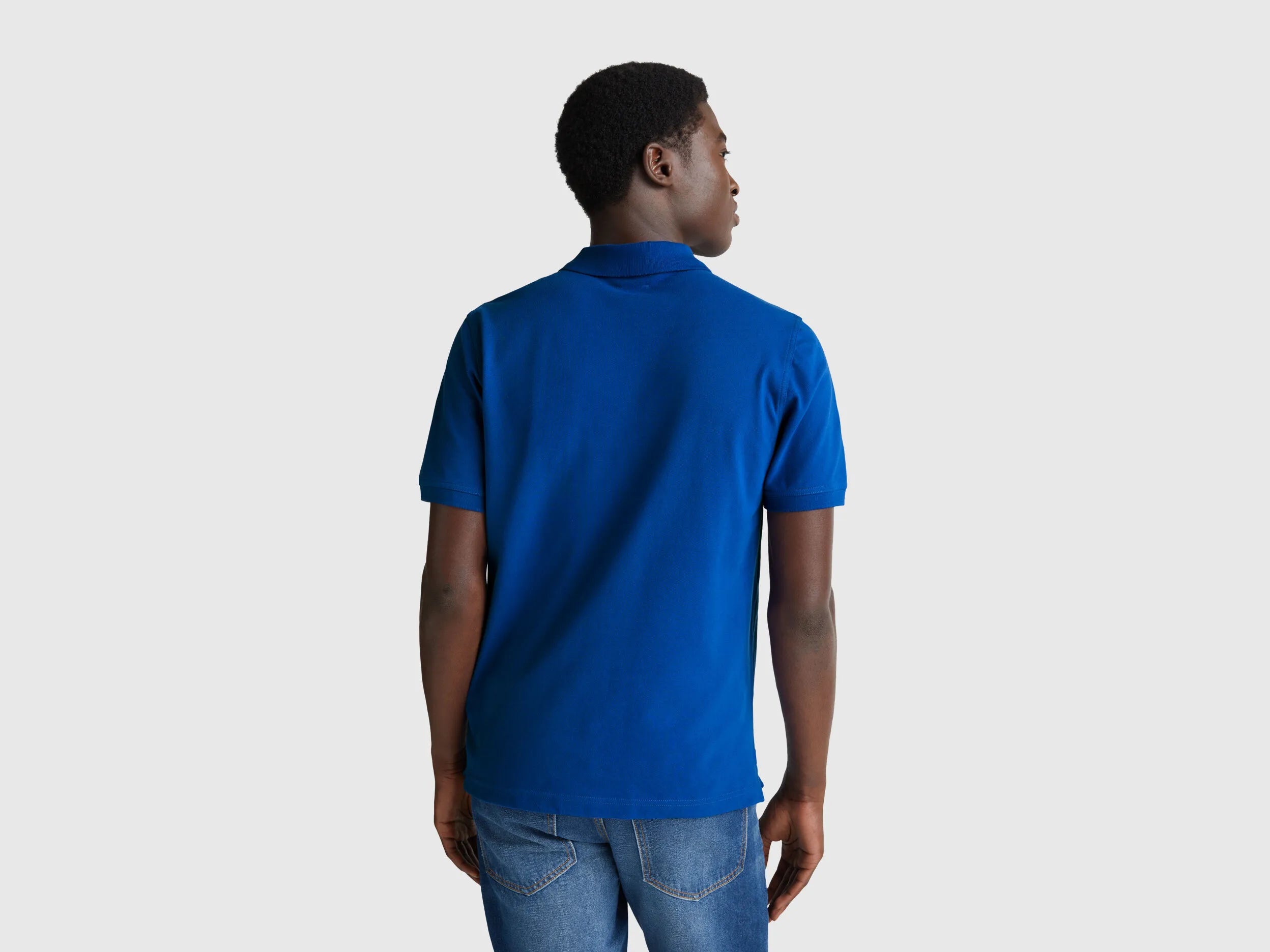 Benetton Bright Blue Men Slim Fit Polo SKU: 3WG9U301Z_19R Image 02