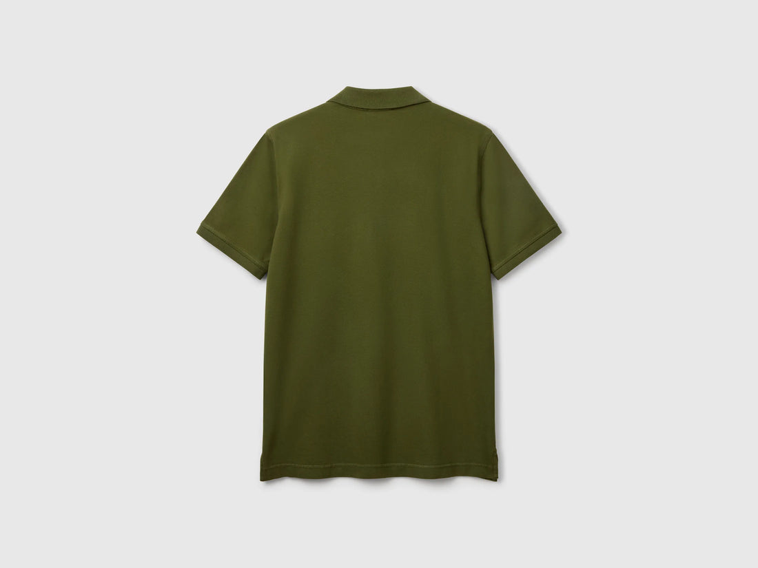 Benetton Olive Green Men Olive Green Slim Fit Polo Shirt SKU: 3WG9U301Z_35Y Image 02