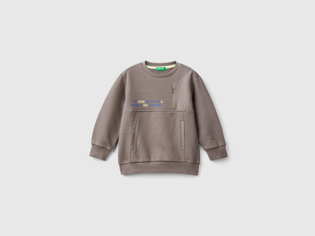 Benetton Dark Gray Boys Sweatshirt with Pockets SKU: 3WNCG200T_00W Image 01