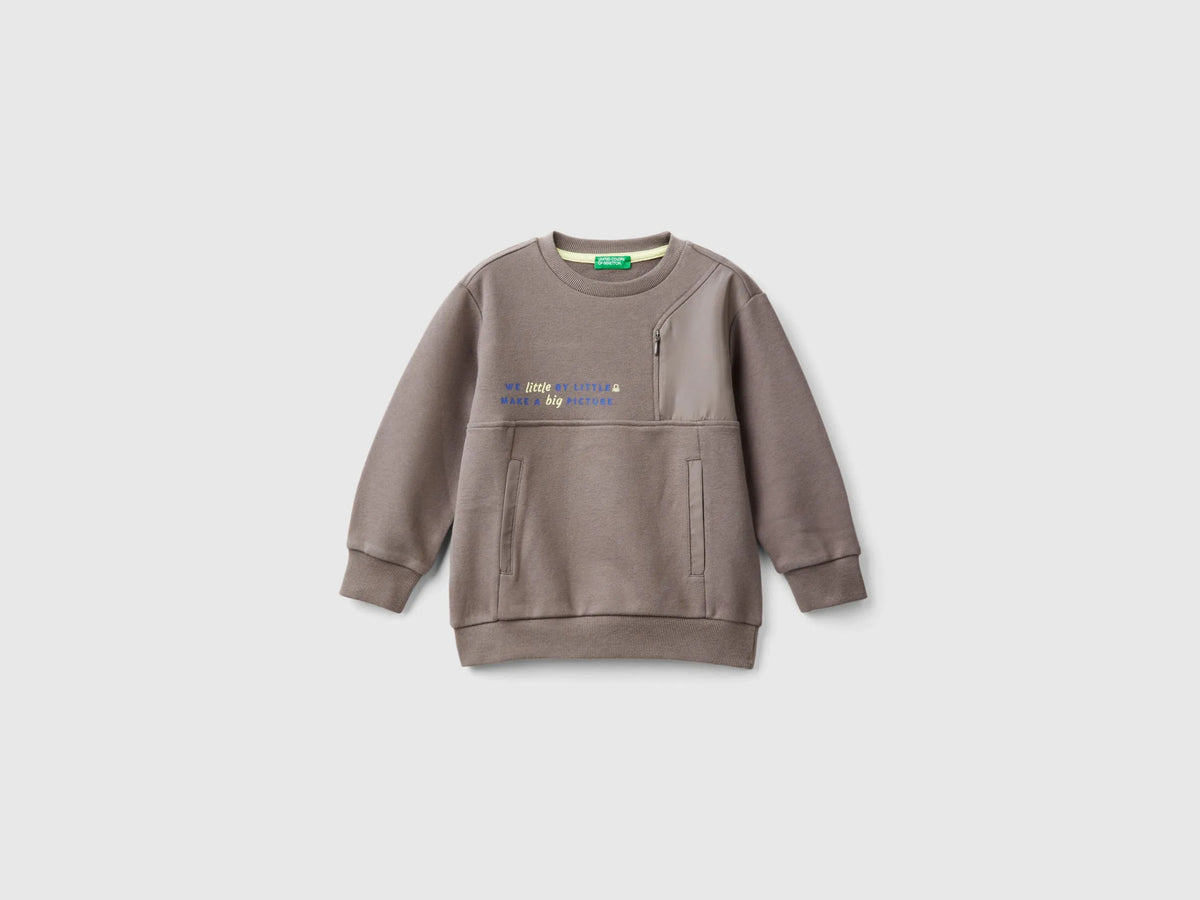 Benetton Dark Gray Boys Sweatshirt with Pockets SKU: 3WNCG200T_00W Image 01
