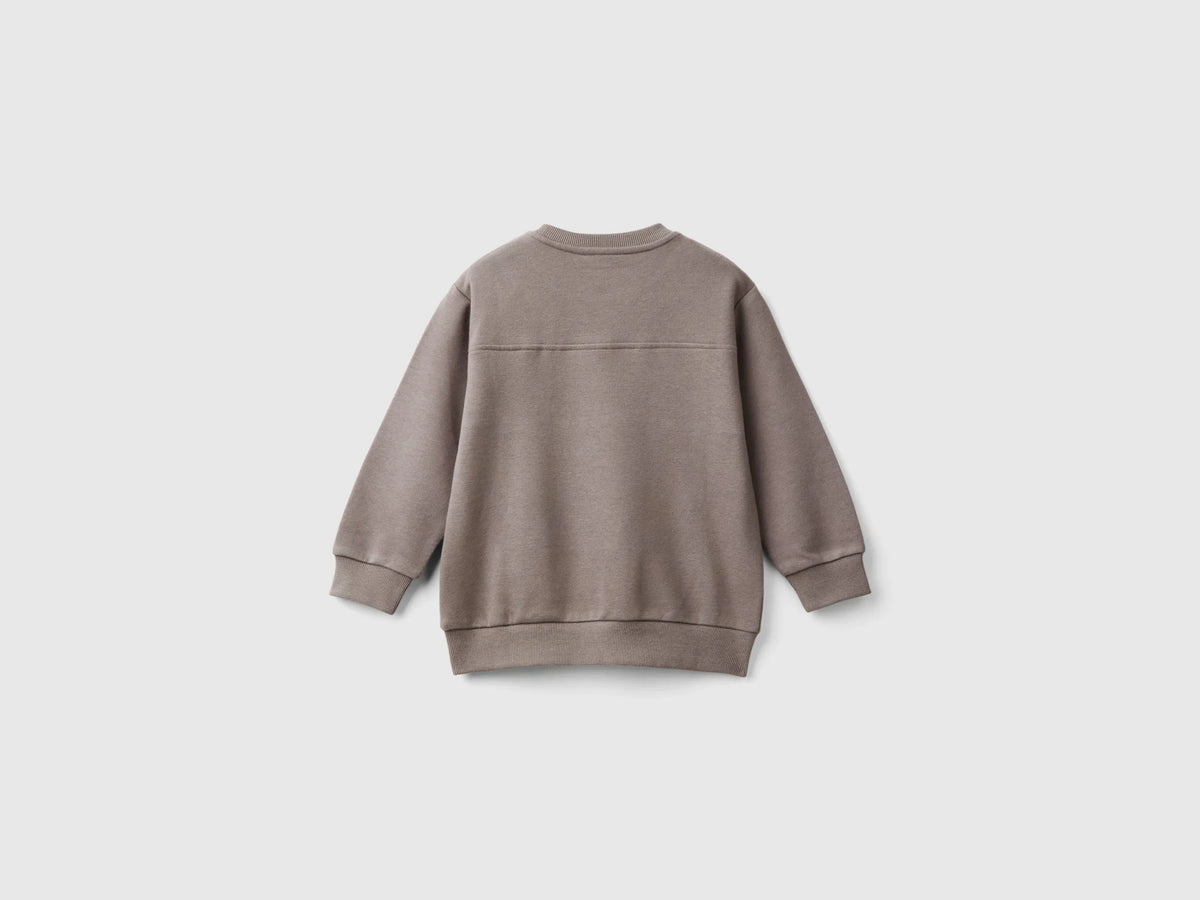 Benetton Dark Gray Boys Sweatshirt with Pockets SKU: 3WNCG200T_00W Image 02