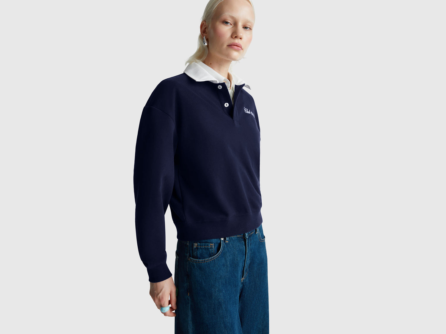 Benetton_Dark Blue_Polo in Comfort Fit Sweat Fabric_3WNWD3011_252_01