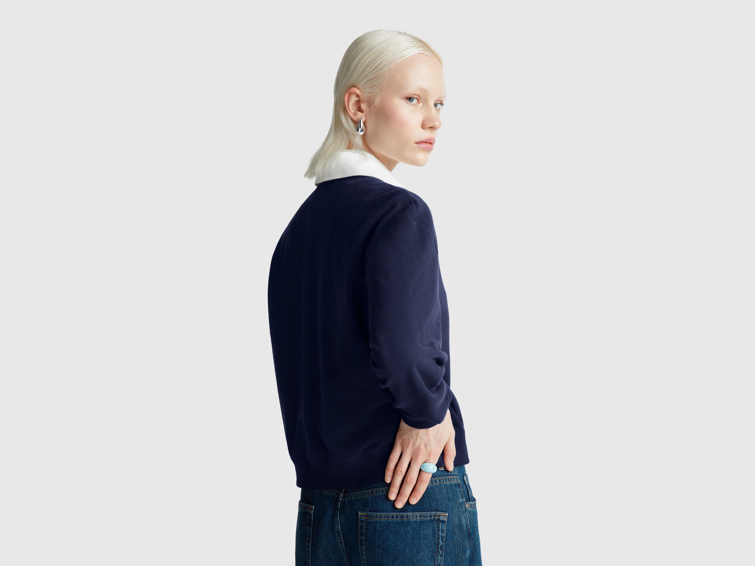 Benetton_Dark Blue_Polo in Comfort Fit Sweat Fabric_3WNWD3011_252_02