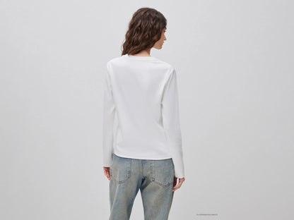 Benetton Creamy White Women Warm Cotton T-Shirt with Slogan SKU: 3WWQD10DQ_074 Image 03