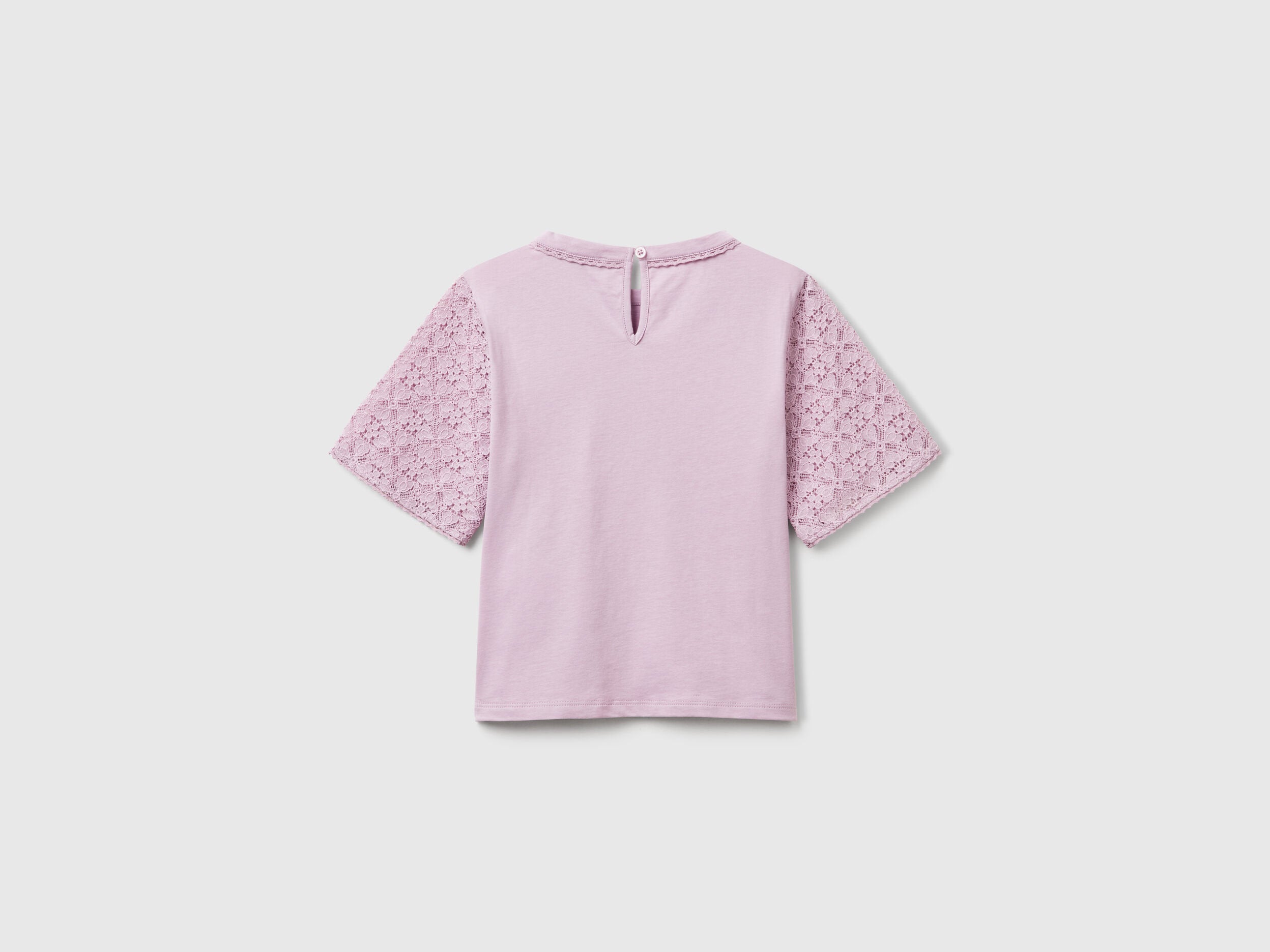 Benetton_T-Shirt with Lace Sleeve_3WYWC10O6_902_02
