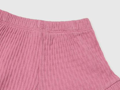 Benetton Pink Baby Girl Pure Cotton Shorts with Ruffles SKU: 3X1MA900M_2P6 Image 03