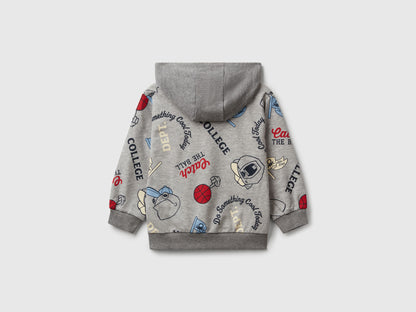Benetton_Gray_Hoodie with Print in Cotton Blend_3X7YG2017_64E_02