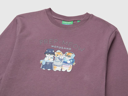 Benetton Plum Girls Mofusend 100% Cotton T-Shirt SKU: 3XUGC10UK_048 Image 03