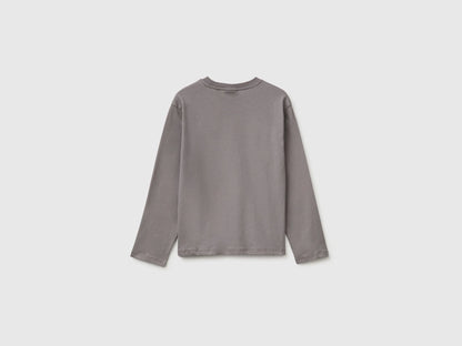 Benetton Gray Girls Mofusend 100% Cotton T-Shirt SKU: 3XUGC10UK_39R Image 02