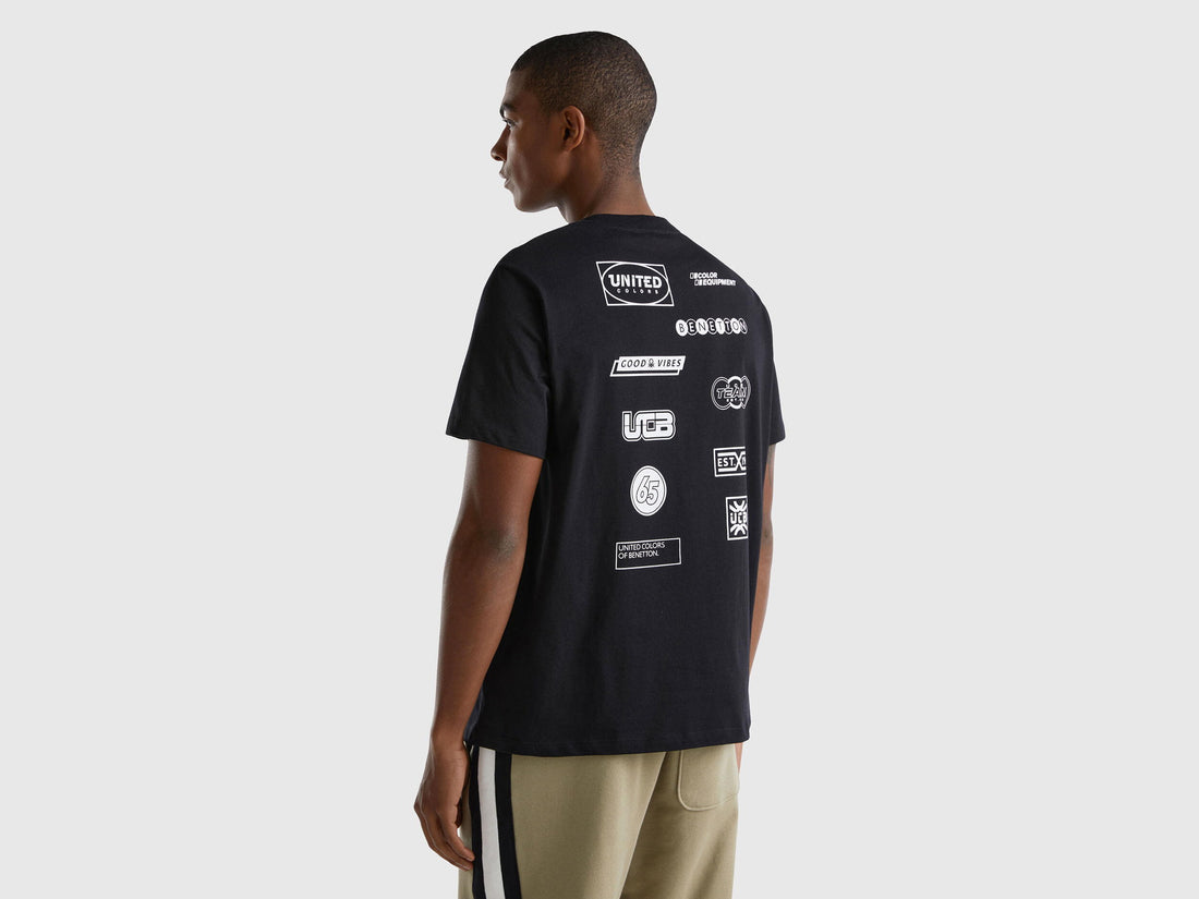 Black T-Shirt With Logo Prints_3YR3U108I_100_02
