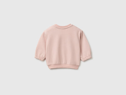 Benetton Soft Pink Girl Sweatshirt with Animal Pocket SKU: 3YWVA107F_08Q Image 02