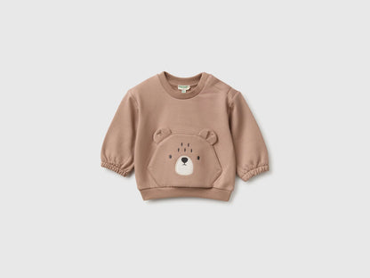 Benetton Dove Gray Unisex Sweatshirt with Animal Pocket SKU: 3YWVA107F_199 Image 01