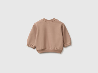 Benetton Dove Gray Unisex Sweatshirt with Animal Pocket SKU: 3YWVA107F_199 Image 02