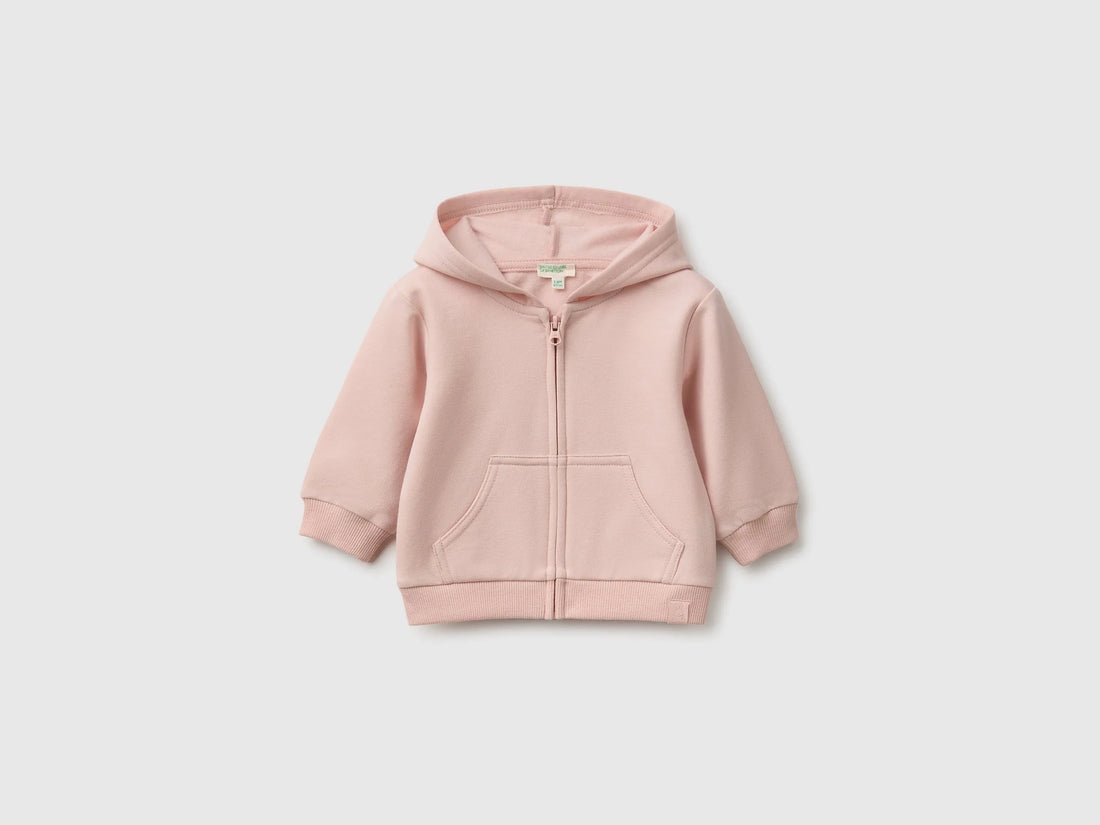 Benetton Soft Pink Girl Zip-Up Hoodie SKU: 3YWVA501Y_08Q Image 01