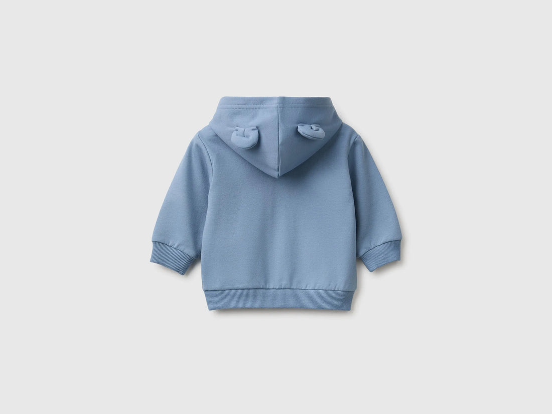Benetton Light Blue Unisex Zip-Up Hoodie SKU: 3YWVA501Y_09A Image 02