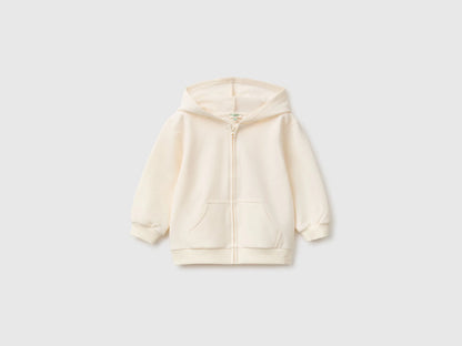 Benetton Creamy White Unisex Zip-Up Hoodie SKU: 3YWVA501Y_0R2 Image 01