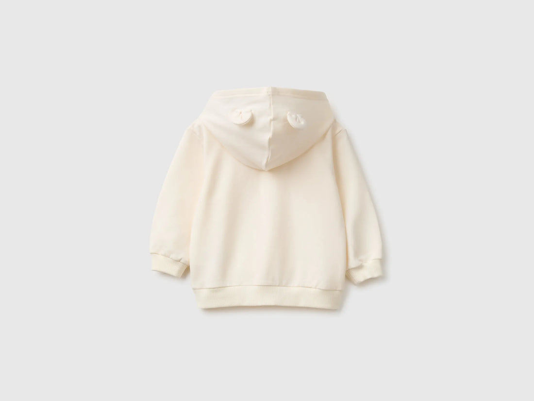 Benetton Creamy White Unisex Zip-Up Hoodie SKU: 3YWVA501Y_0R2 Image 02