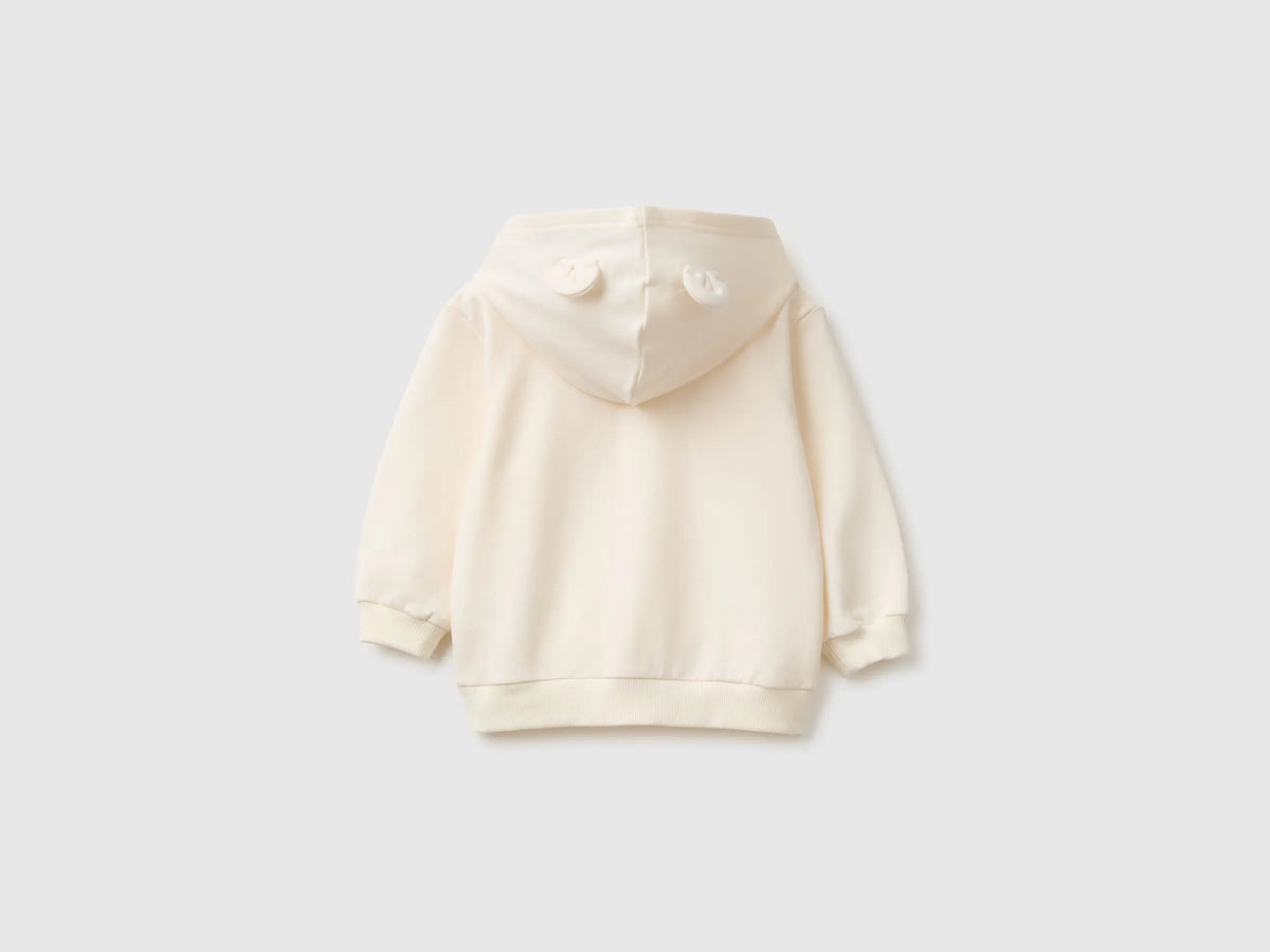 Benetton Creamy White Unisex Zip-Up Hoodie SKU: 3YWVA501Y_0R2 Image 02