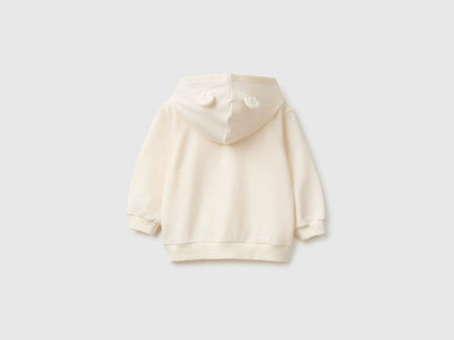 Benetton Creamy White Unisex Zip-Up Hoodie SKU: 3YWVA501Y_0R2 Image 02