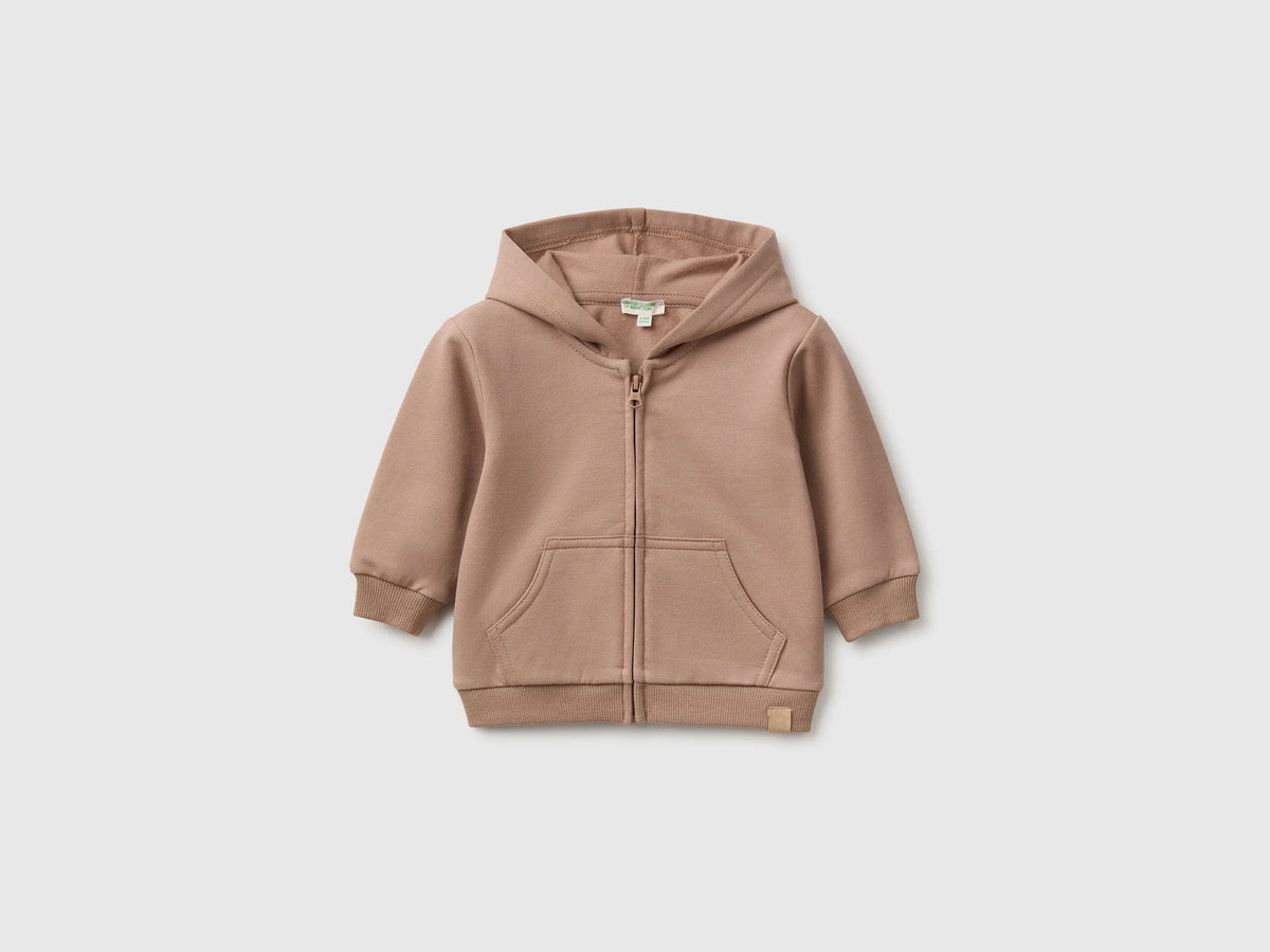 Benetton Dove Gray Unisex Zip-Up Hoodie SKU: 3YWVA501Y_199 Image 01