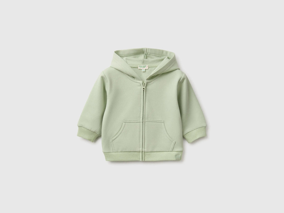 Benetton Light Green Unisex Zip-Up Hoodie SKU: 3YWVA501Y_2G8 Image 01