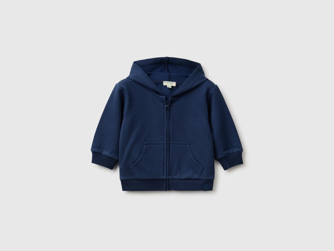 Benetton Blue Unisex Zip-Up Hoodie SKU: 3YWVA501Y_355 Image 01