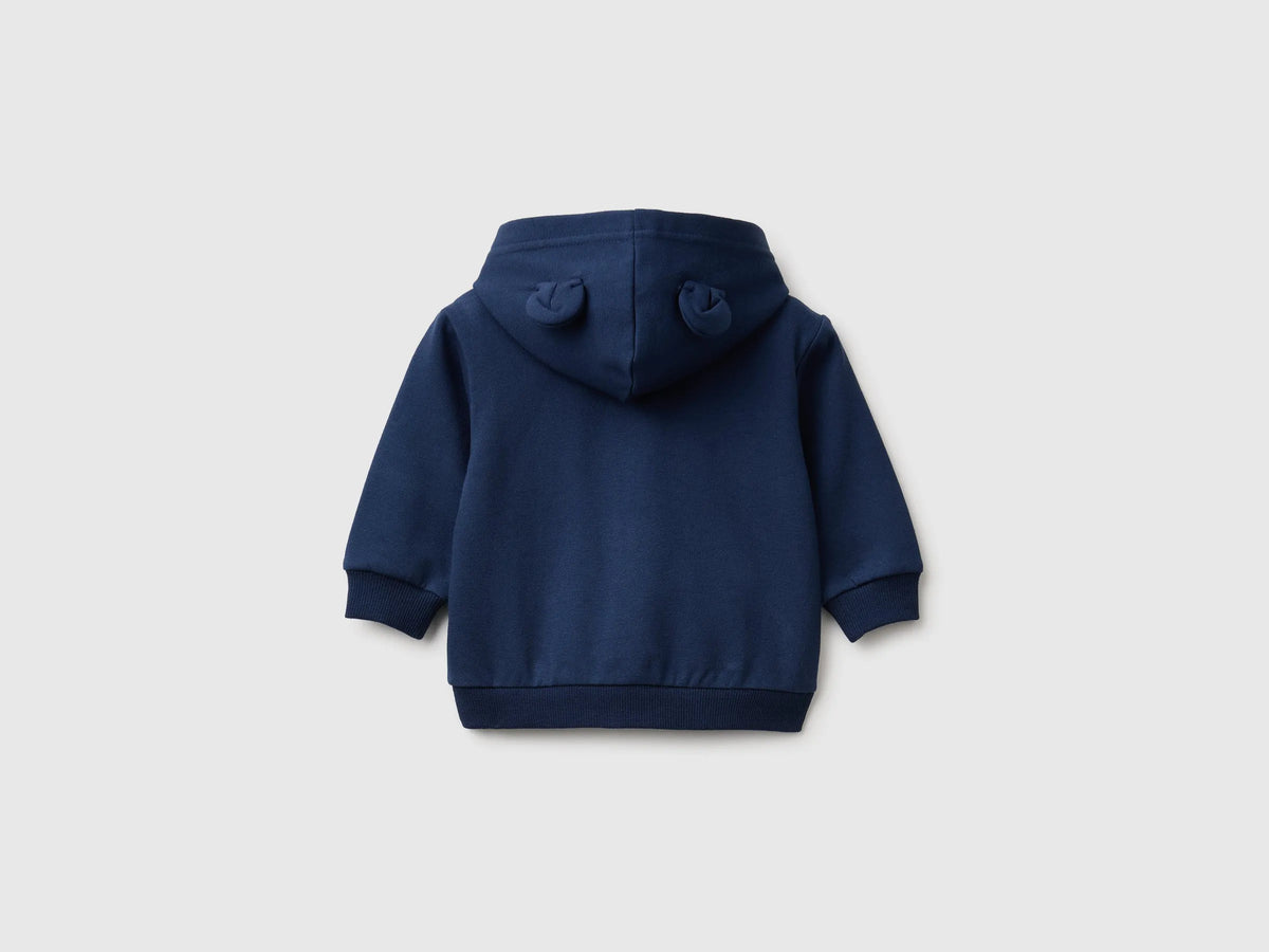 Benetton Blue Unisex Zip-Up Hoodie SKU: 3YWVA501Y_355 Image 02