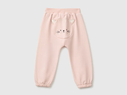Benetton Soft Pink Girl Sweatpants with Animal on the Back SKU: 3YWVAF02P_08Q Image 02