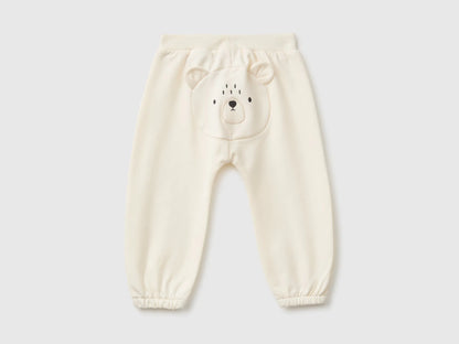 Benetton Creamy White Unisex Sweatpants with Animal on the Back SKU: 3YWVAF02P_0R2 Image 02