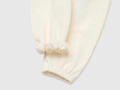 Benetton Creamy White Unisex Sweatpants with Animal on the Back SKU: 3YWVAF02P_0R2 Image 03