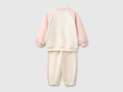 Benetton Creamy White Unisex Color Block Sweatshirt Outfit SKU: 3YWVAK01V_901 Image 02