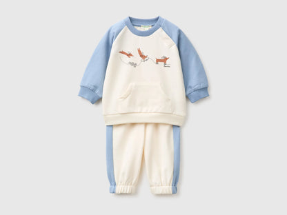 Benetton Light Blue New Born Color Block Sweatshirt Outfit SKU: 3YWVAK01V_903 Image 01