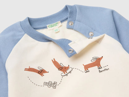 Benetton Light Blue New Born Color Block Sweatshirt Outfit SKU: 3YWVAK01V_903 Image 03