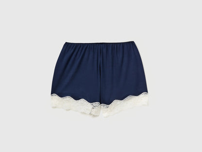 Benetton Dark Blue Women Flowy Shorts with Lace SKU: 3Z1239170_13C Image 04
