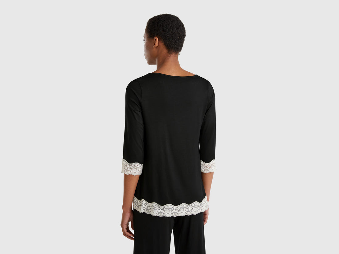 Benetton_T-Shirt with Lace Detail_3Z123M07E_100_02