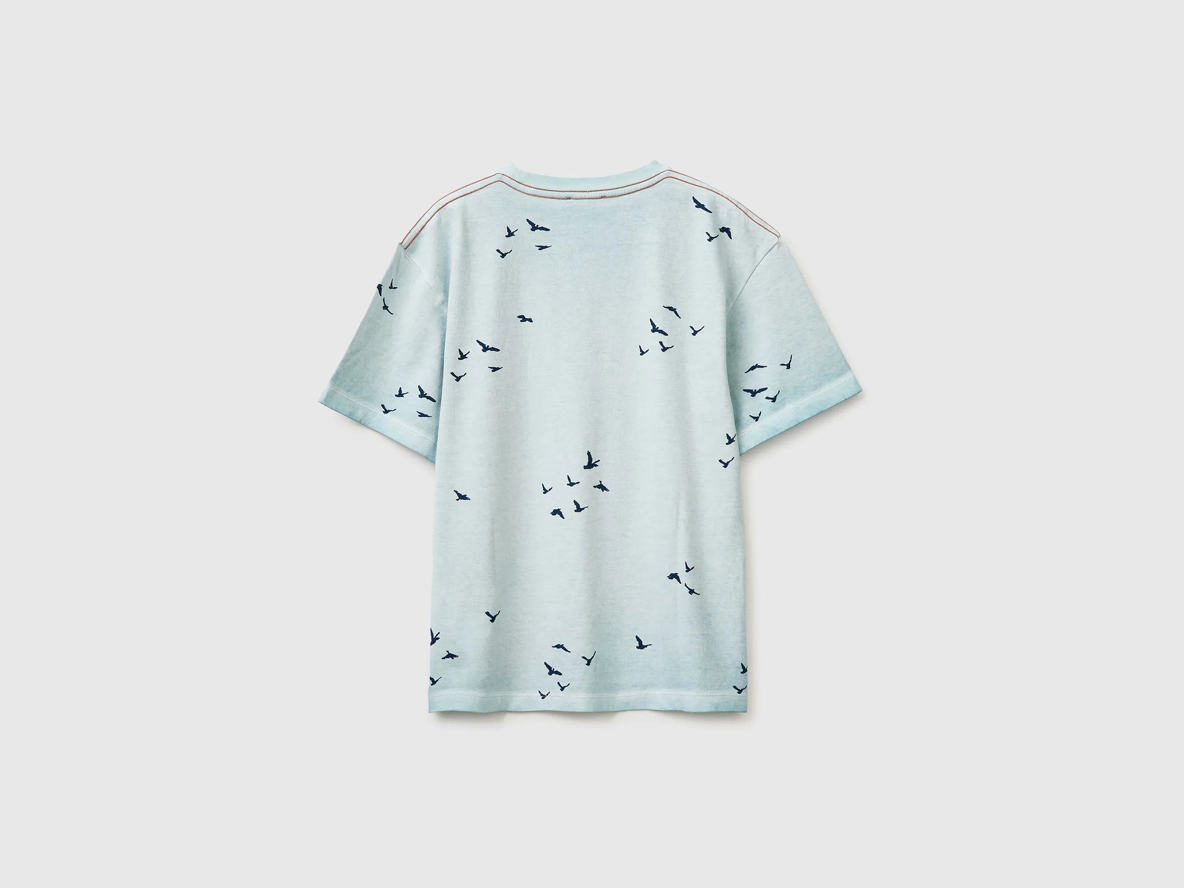 Benetton Light Blue Boys Oversized T-Shirt with Print SKU: 3ZRXC10SL_901 Image 02