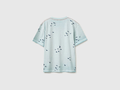 Benetton Light Blue Boys Oversized T-Shirt with Print SKU: 3ZRXC10SL_901 Image 02