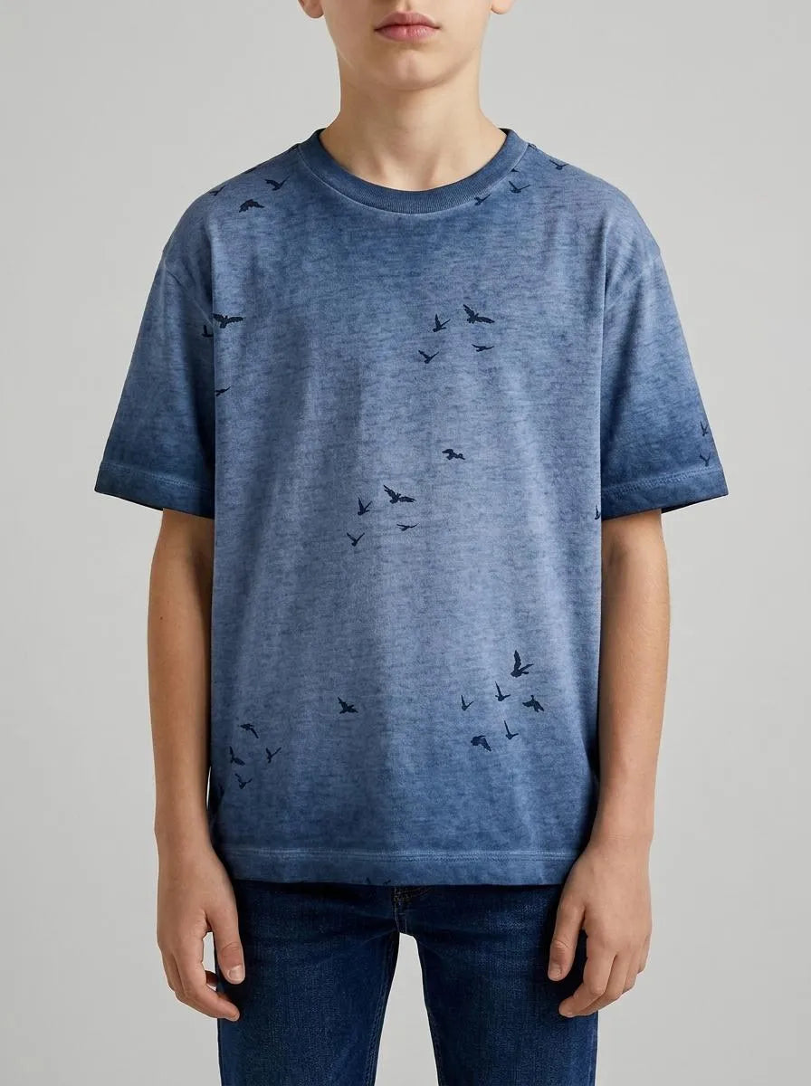 Benetton Air Force Blue Boys Oversized T-Shirt with Print SKU: 3ZRXC10SL_903 Image 00