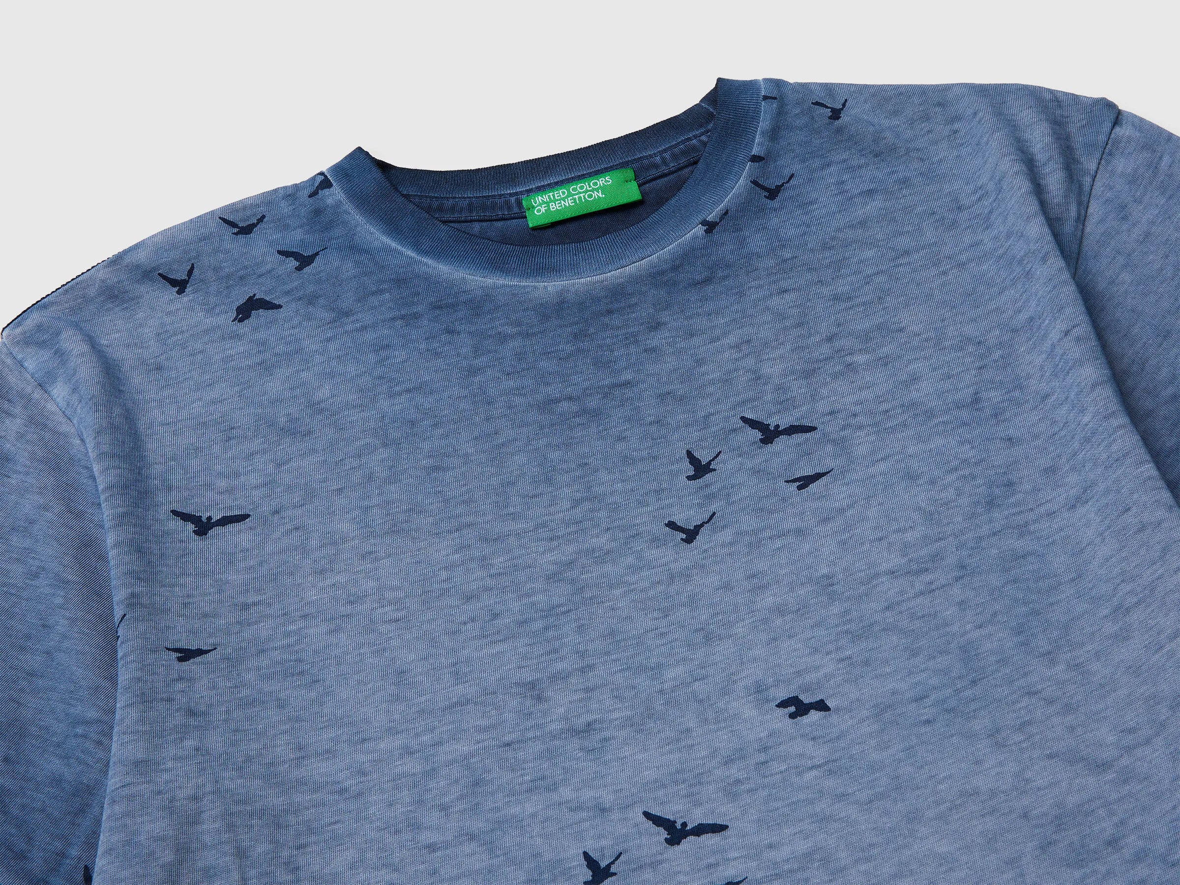 Benetton Air Force Blue Boys Oversized T-Shirt with Print SKU: 3ZRXC10SL_903 Image 03