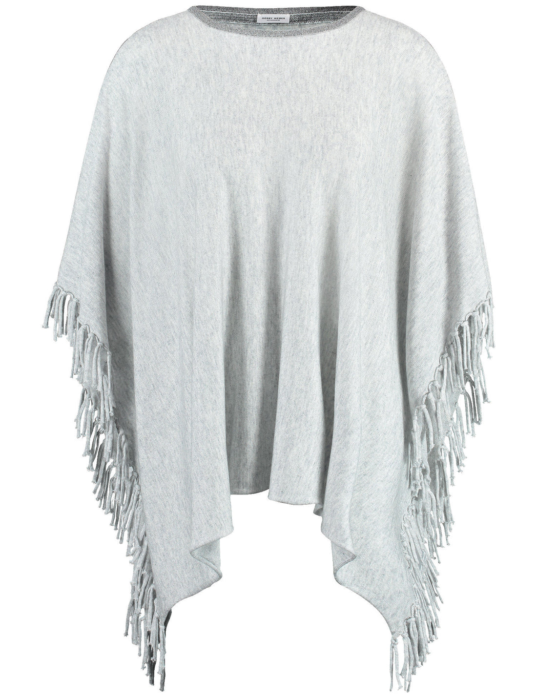 Knit Cape / Poncho With Fringe Trim_401005-72010_204720_01