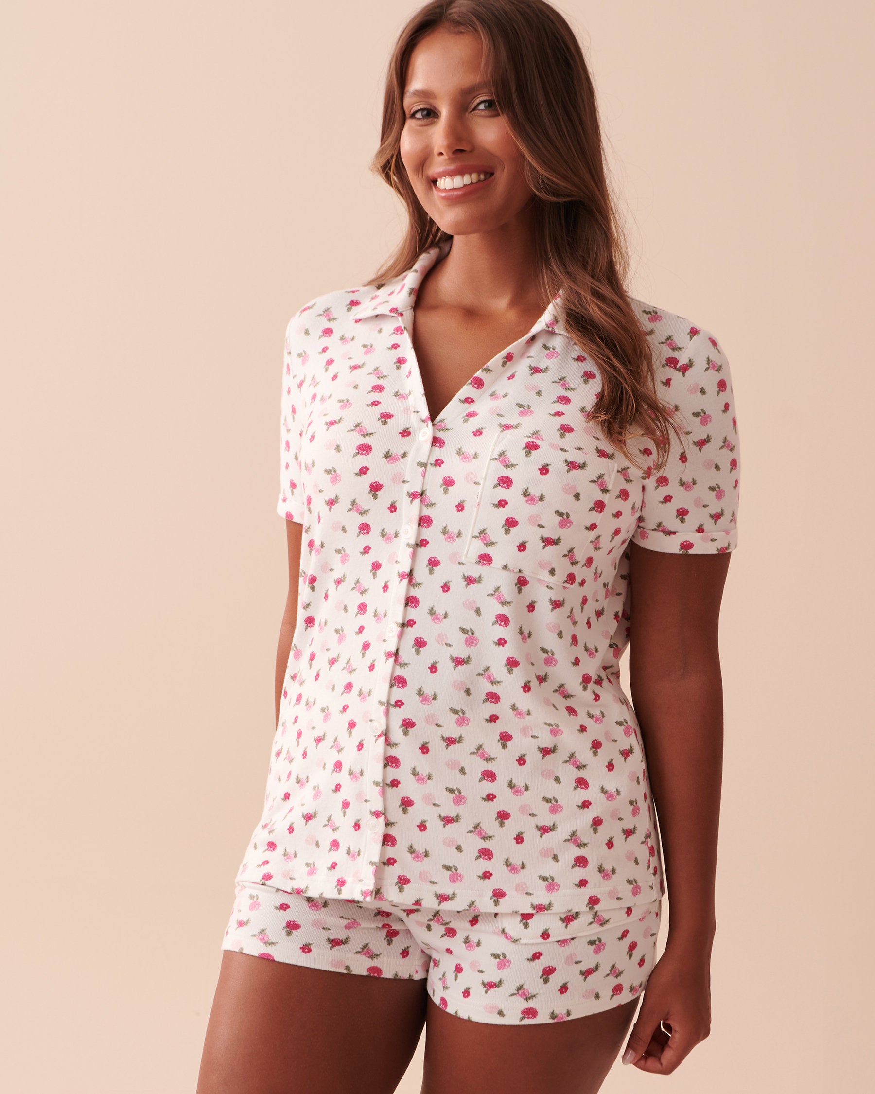 Knitted Short Sleeve Pyjama Shirt_40100526_P10352_01
