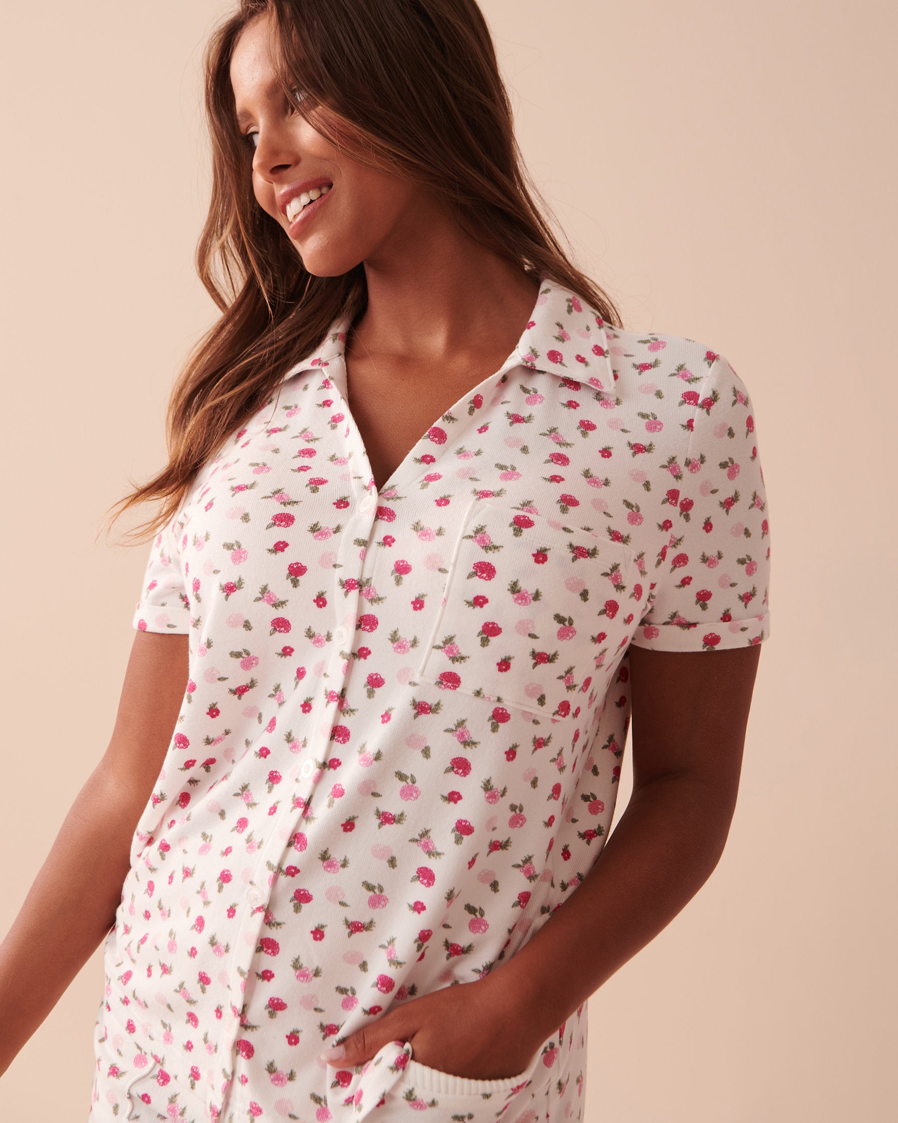 Knitted Short Sleeve Pyjama Shirt_40100526_P10352_03