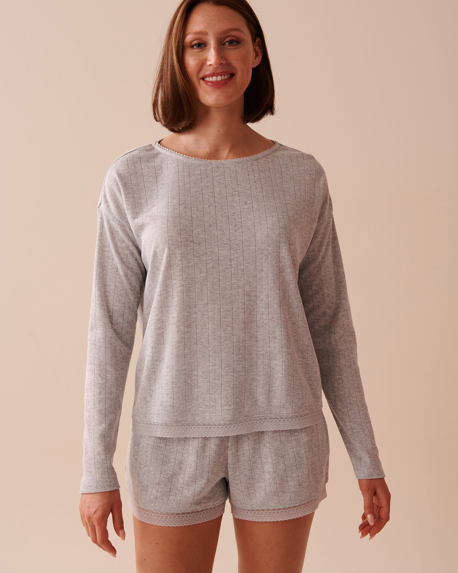 Pointelle Ribbed Wlace T-Shirt Long Sleeve_40100594_00007_01