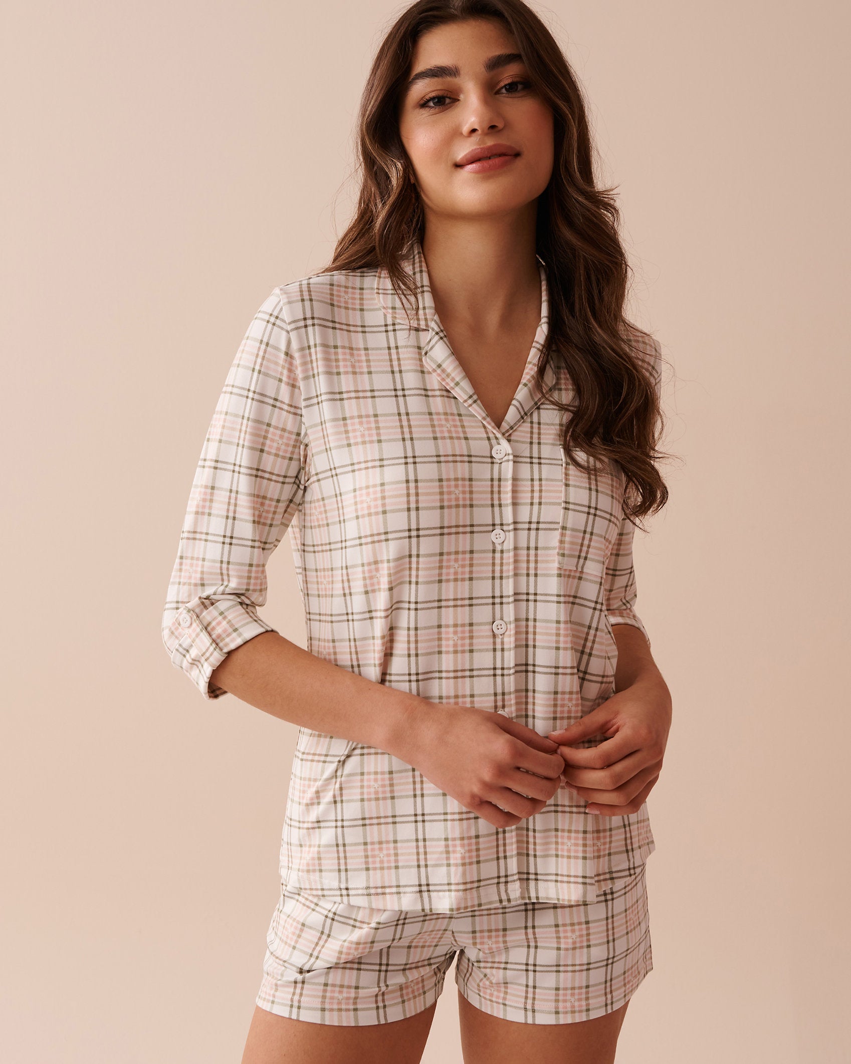 Pink Plaid Super Soft Button-Down Shirt_40100603_P10415_01