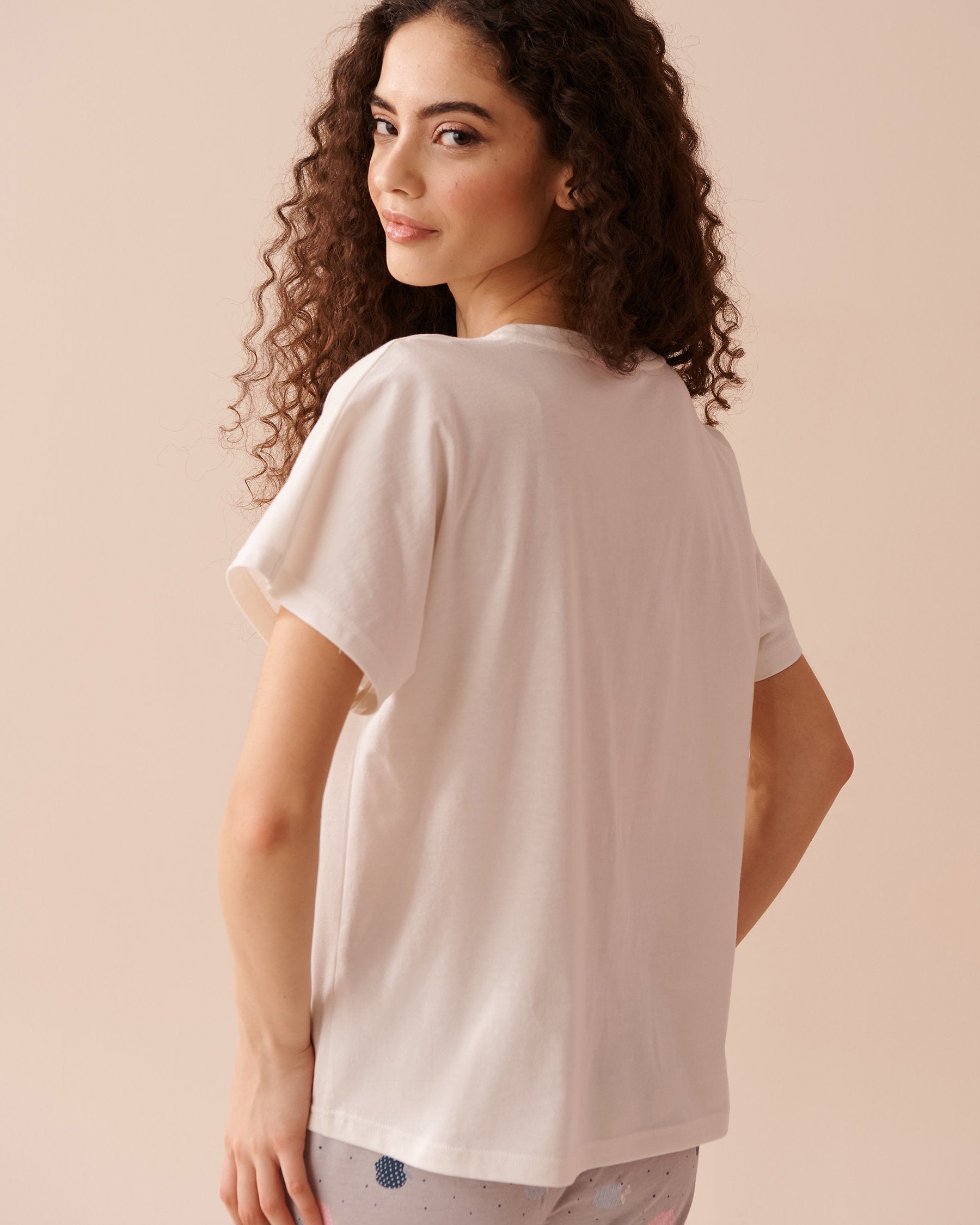 Cotton Sort Sleeve V-Neck T-Shirt_40100609_10011_02